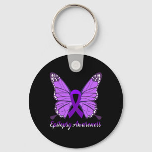 Epilepsy Awareness Butterfly Paars Ribbon Epileels Sleutelhanger