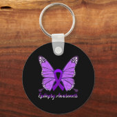 Epilepsy Awareness Butterfly Paars Ribbon Epileels Sleutelhanger (Voorkant)