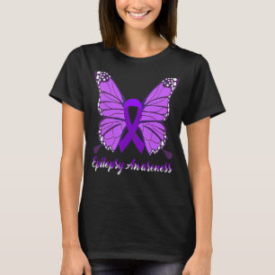 Epilepsy Awareness Butterfly Paars Ribbon Epileels T-shirt