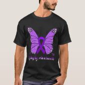 Epilepsy Awareness Butterfly Paars Ribbon Epileels T-shirt (Voorkant)