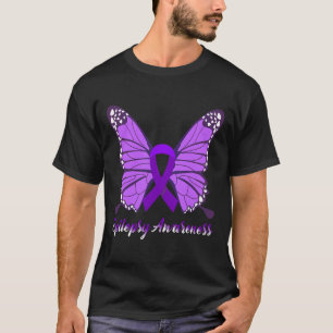 Epilepsy Awareness Butterfly Paars Ribbon Epileels T-shirt