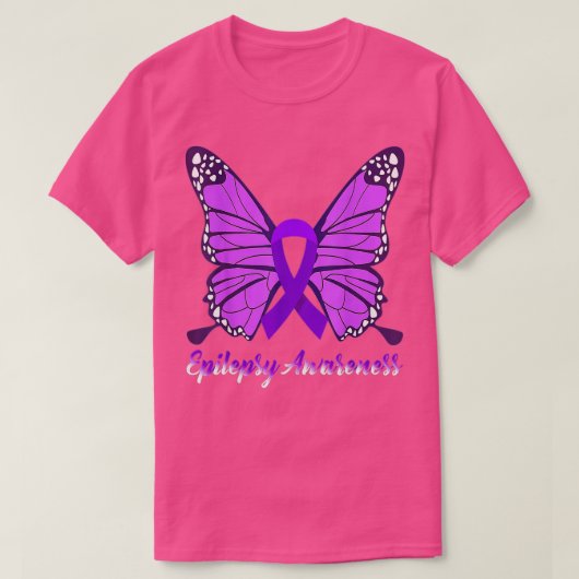 Epilepsy Awareness Butterfly Paars Ribbon Epileels T-shirt (Design voorkant)