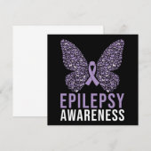 Epilepsy Awareness Butterfly Ribbon Kaart (Voorkant / Achterkant)