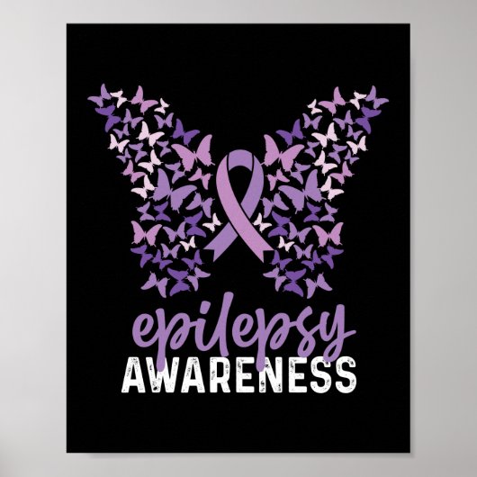 Epilepsy Awareness Butterfly Ribbon Poster (Voorkant)