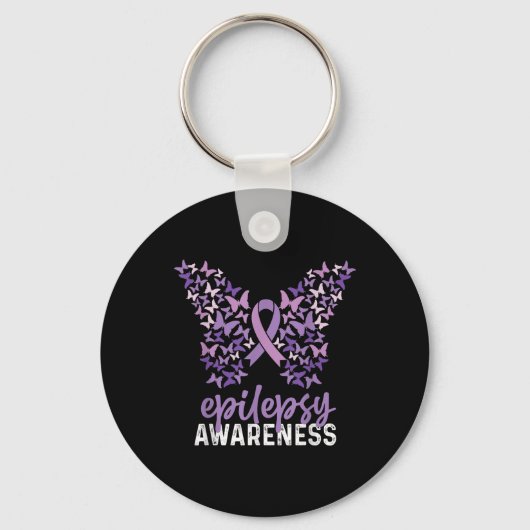 Epilepsy Awareness Butterfly Ribbon Sleutelhanger (Voorkant)