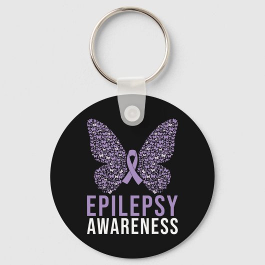 Epilepsy Awareness Butterfly Ribbon Sleutelhanger (Voorkant)