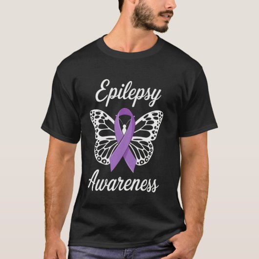 Epilepsy Awareness Butterfly Ribbon Support Butter T-shirt (Voorkant)