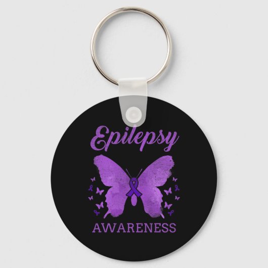 Epilepsy Awareness Butterfly  Sleutelhanger (Voorkant)