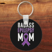 Epilepsy Awareness Byd Epilepsy Mom Purple Ribbon  Sleutelhanger (Voorkant)