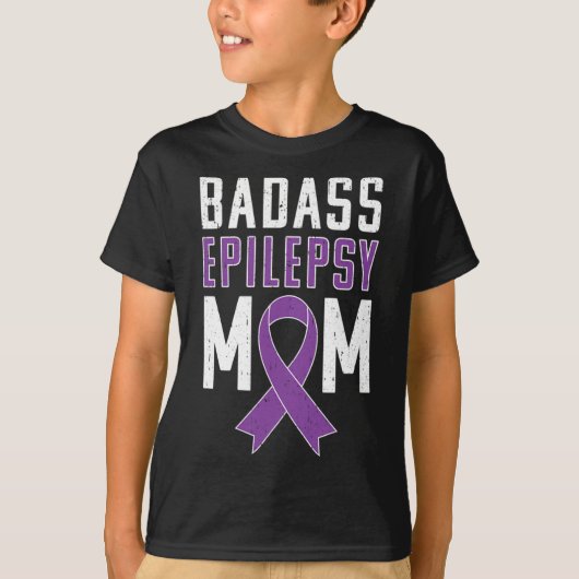 Epilepsy Awareness Byd Epilepsy Mom Purple Ribbon  T-shirt (Voorkant)