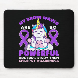 Epilepsy Awareness Cute Unicorn Paars Ribbon Fun Muismat