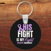 Epilepsy Awareness Design his Fight My Gift Sleutelhanger (Voorkant)