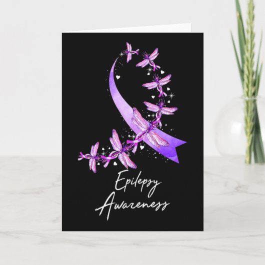 Epilepsy Awareness Dragonfly November We Wear Purp Kaart (Voorkant)
