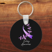 Epilepsy Awareness Dragonfly November We Wear Purp Sleutelhanger (Voorkant)