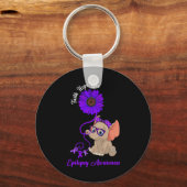 Epilepsy Awareness Elephant Faith Hope Love Sunflo Sleutelhanger (Voorkant)