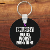 Epilepsy Awareness Enemy Epileptic Warrior Survivo Sleutelhanger (Voorkant)