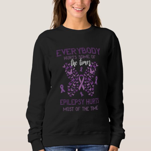 Epilepsy Awareness Everybody Hurts Purple Ribbon E Trui (Voorkant)