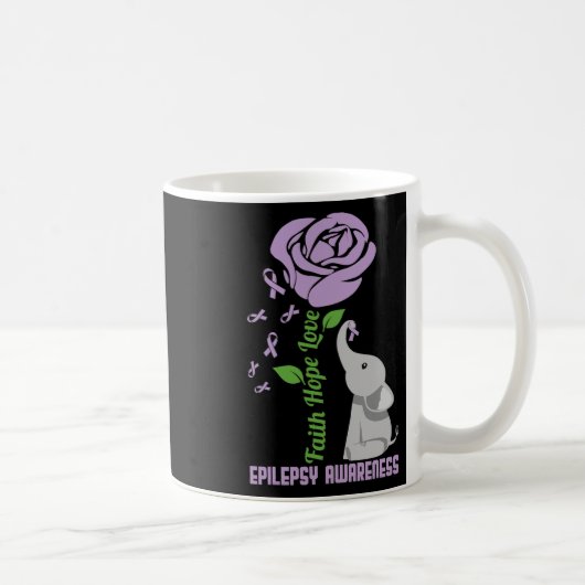 Epilepsy Awareness Faith Hope Love Flower Elephant Koffiemok (Rechts)