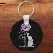 Epilepsy Awareness Faith Hope Love Flower Elephant Sleutelhanger (Voorkant)