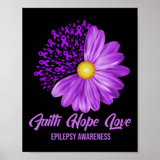 Epilepsy Awareness Faith Hope Love Flower Floral Poster (Voorkant)