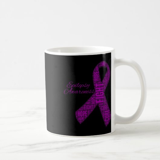 Epilepsy Awareness Fight Hope Cure Ribbon Purple  Koffiemok (Rechts)
