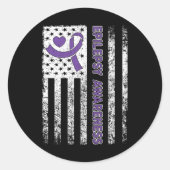 Epilepsy Awareness Flag Purple Ribbon Epilepsy War Ronde Sticker (Voorkant)
