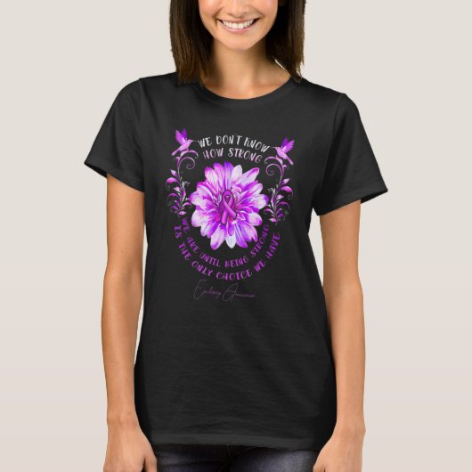 Epilepsy Awareness Flower We Don't Know How Strong T-shirt (Voorkant)