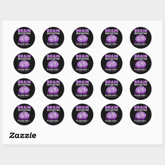 Epilepsy Awareness Funny Brain Restarting Please W Ronde Sticker (Vel)