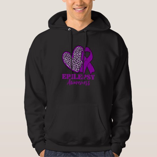 Epilepsy Awareness Heart Purple Ribbon Hoodie (Voorkant)