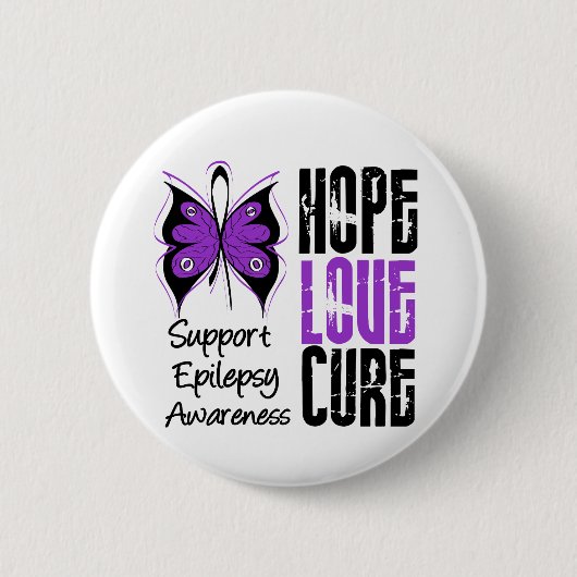 Epilepsy Awareness Hope Love Cure Ronde Button 5,7 Cm (Voorkant)