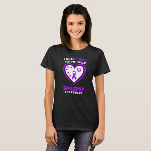 Epilepsy Awareness   I Wear purple For My Uncle T-shirt (Voorkant volledig)