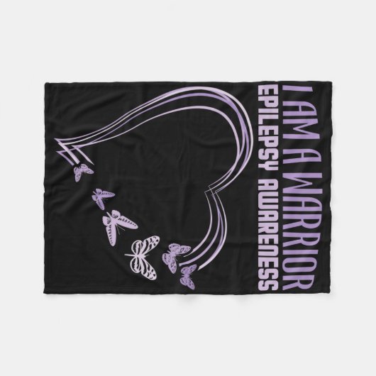 Epilepsy Awareness I'm A Warrior Heart Butterfly Fleece Deken (Voorkant (Horizontaal))