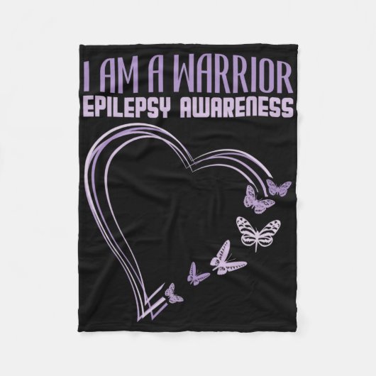 Epilepsy Awareness I'm A Warrior Heart Butterfly  Fleece Deken (Voorkant)