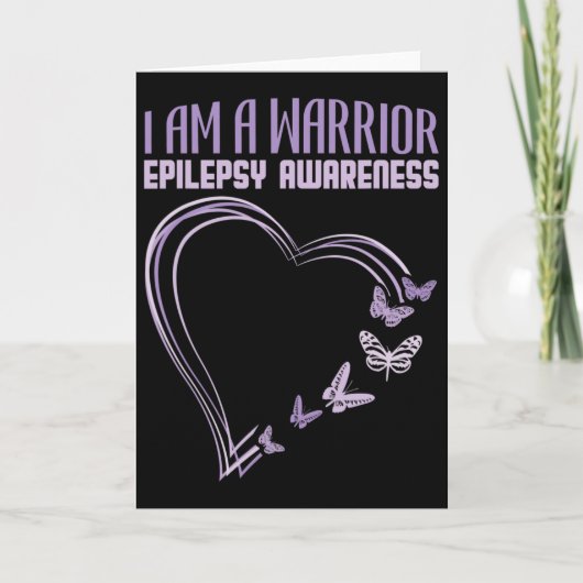 Epilepsy Awareness I'm A Warrior Heart Butterfly Kaart (Voorkant)