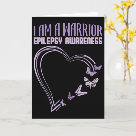Epilepsy Awareness I'm A Warrior Heart Butterfly  Kaart (Gele Bloem)