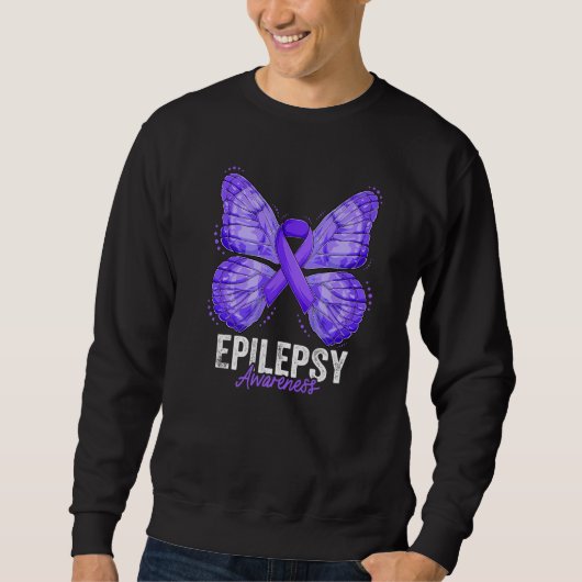 Epilepsy Awareness Month Butterfly Purple Ribbon P Trui (Voorkant)