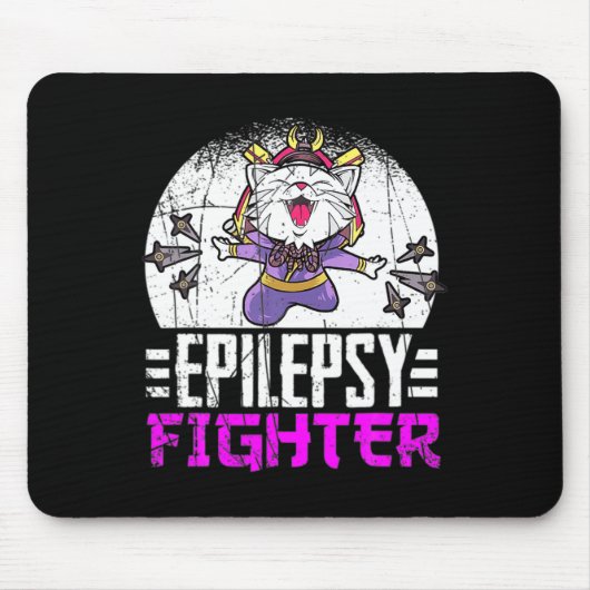 Epilepsy Awareness Month Ninja Cat Epilepsy Fight Muismat (Voorkant)