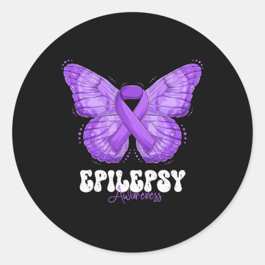 Epilepsy Awareness Month Paarse Ribbon Butterfly Ronde Sticker (Voorkant)