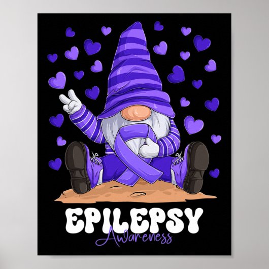 Epilepsy Awareness Month Paarse Ribbon Gnome Poster (Voorkant)