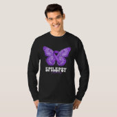 Epilepsy Awareness Month Purple Ribbon Butterfly T-shirt (Voorkant volledig)
