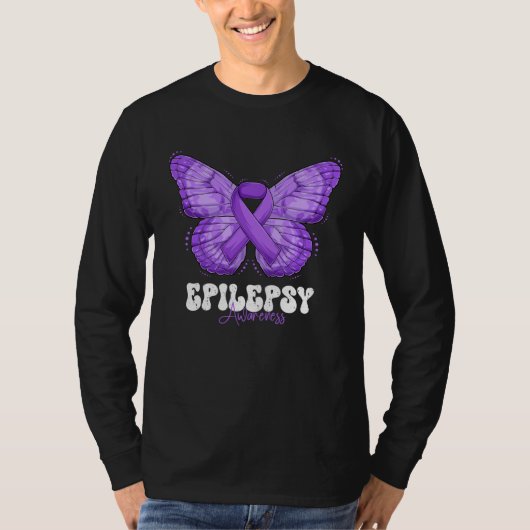 Epilepsy Awareness Month Purple Ribbon Butterfly T-shirt (Voorkant)