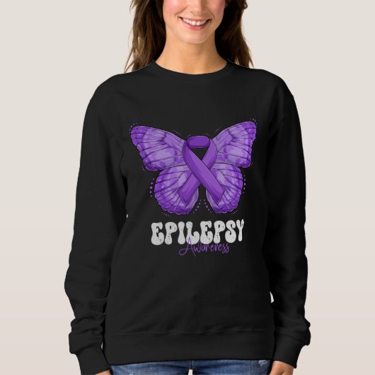 Epilepsy Awareness Month Purple Ribbon Butterfly Trui (Voorkant)