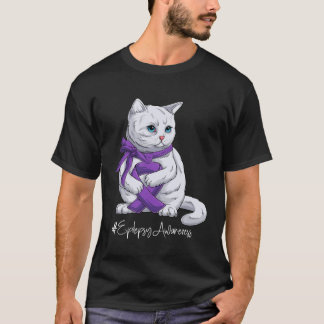 Epilepsy Awareness Month Purple Ribbon Cat T-shirt