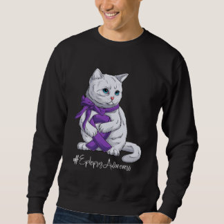 Epilepsy Awareness Month Purple Ribbon Cat Trui