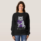 Epilepsy Awareness Month Purple Ribbon Cat Trui (Voorkant volledig)