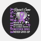 Epilepsy Awareness Mother Purple Ribbon Seizure Di Ronde Sticker (Voorkant)