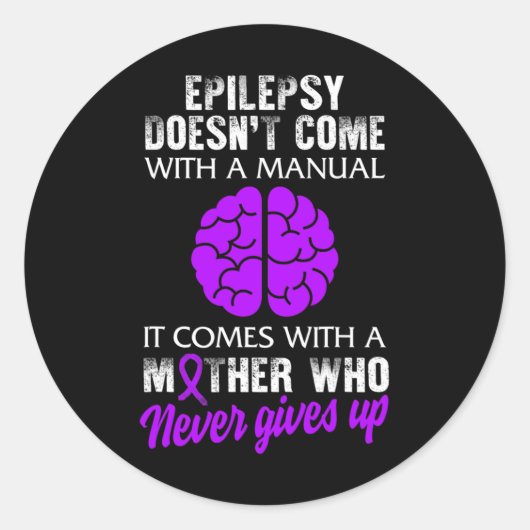 Epilepsy Awareness Mother Purple Ribbon Seizure Di Ronde Sticker (Voorkant)