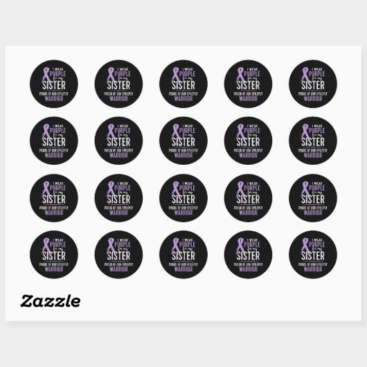 Epilepsy Awareness My Sister Warrior Tee Ronde Sticker (Vel)
