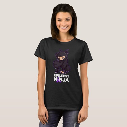 Epilepsy Awareness Ninja Ribbon T-shirt (Voorkant volledig)