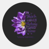 Epilepsy Awareness Nobody Fights Alone Anemone Flo Ronde Sticker (Voorkant)